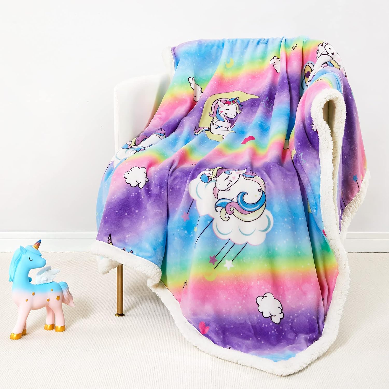 Wake In Cloud Unicorn Throw Blanket for Kids Toddler Boys