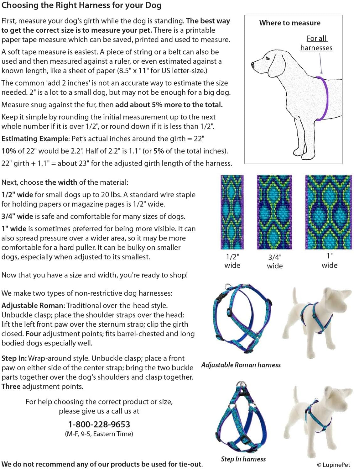 Lupine Reflective Large Step in Dog Harness 1" Wide Orange Diamond with 24-38" Girth