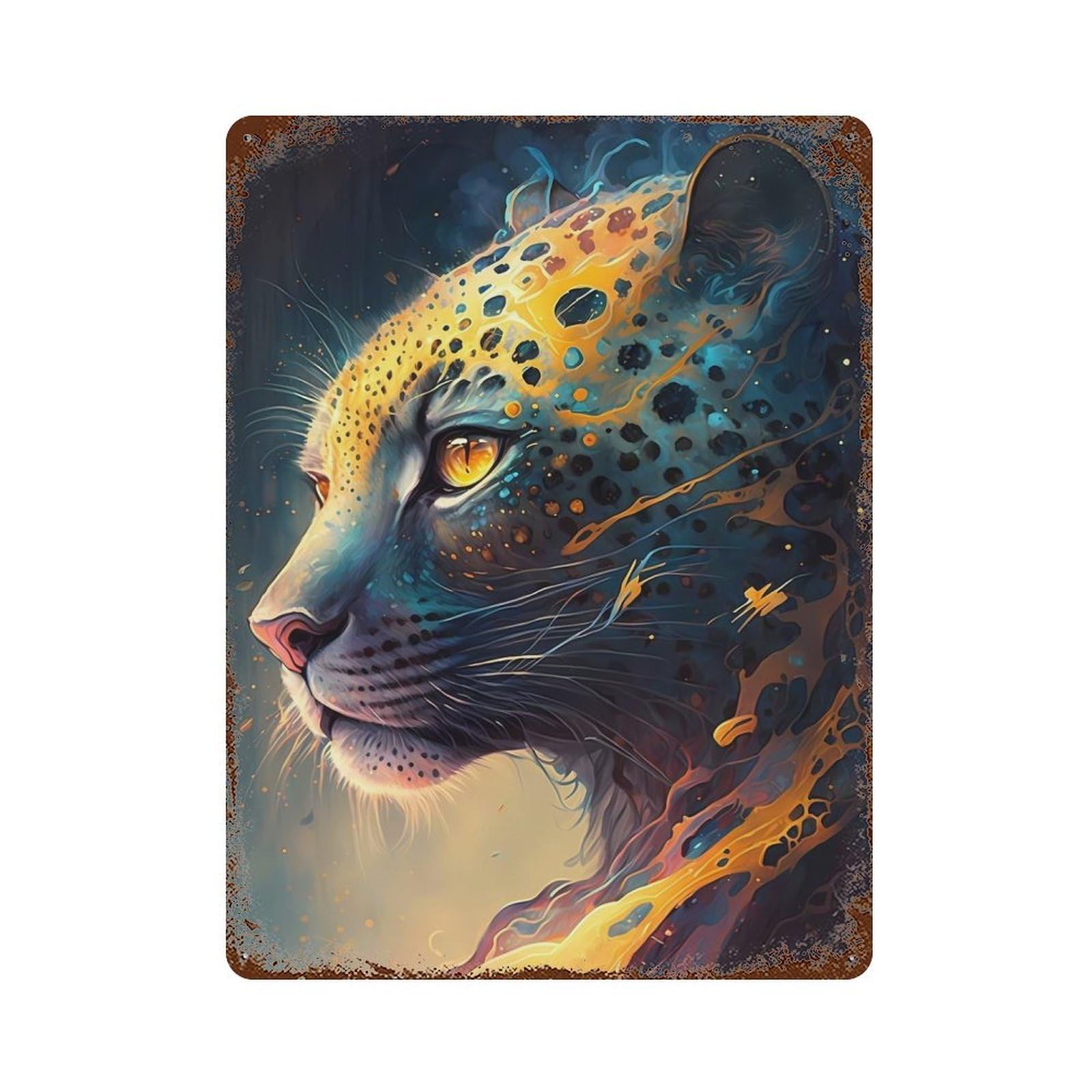 Leopard Cheetah Jaguars Retro Metal Sign 15.7"x11.8", Ideal for Shed, Workshop And Garage Wall Decor