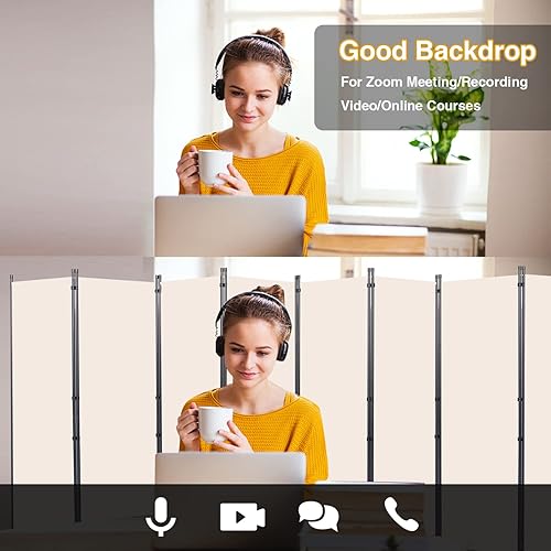 Miniatura 7 de CHOSENM Divisor de habitación, 8 paneles plegables de privacidad con pies de soporte más anchos, división de habitación portátil de 6 pies para