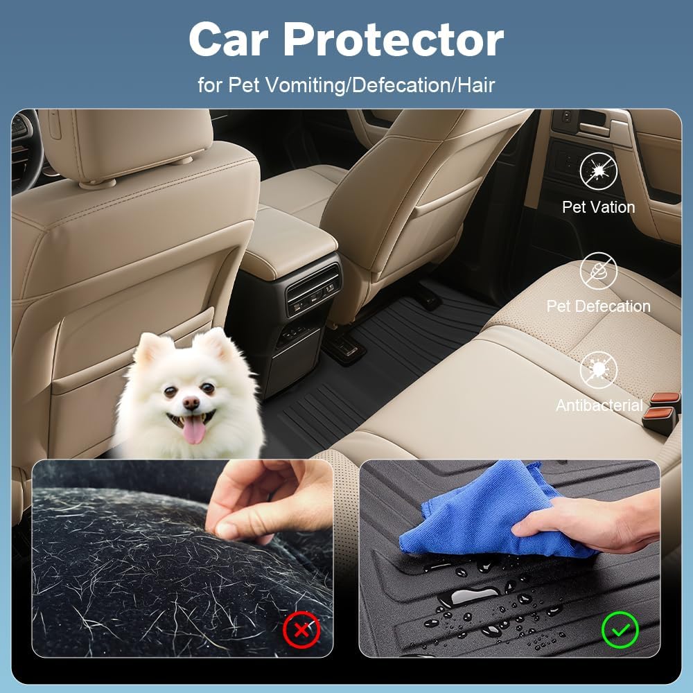 Floor Mats for Toyota Tacoma 2024 2025 Double Cab Custom Fit TPE All Weather Floor Liners Front & Rear Seats | Fits SR/SR5/TRD Pro/Limited | NOT fit for Hybrid & Manual Transmission (Black) - Image 5