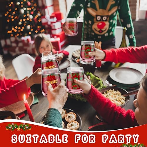 Miniatura 3 de Uiifan 12 Pcs Christmas Stemless Wine Glasses 17 oz Xmas Funny Drinking Wine Glasses Wine Tumbler Bulk Idea Gift for Women Friends Men Lover
