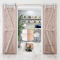 Vista 116 de TSMST Kit de herrajes para puerta corrediza de granero de 6 pies, riel de acero inoxidable de servicio pesado resistente con montaje superior