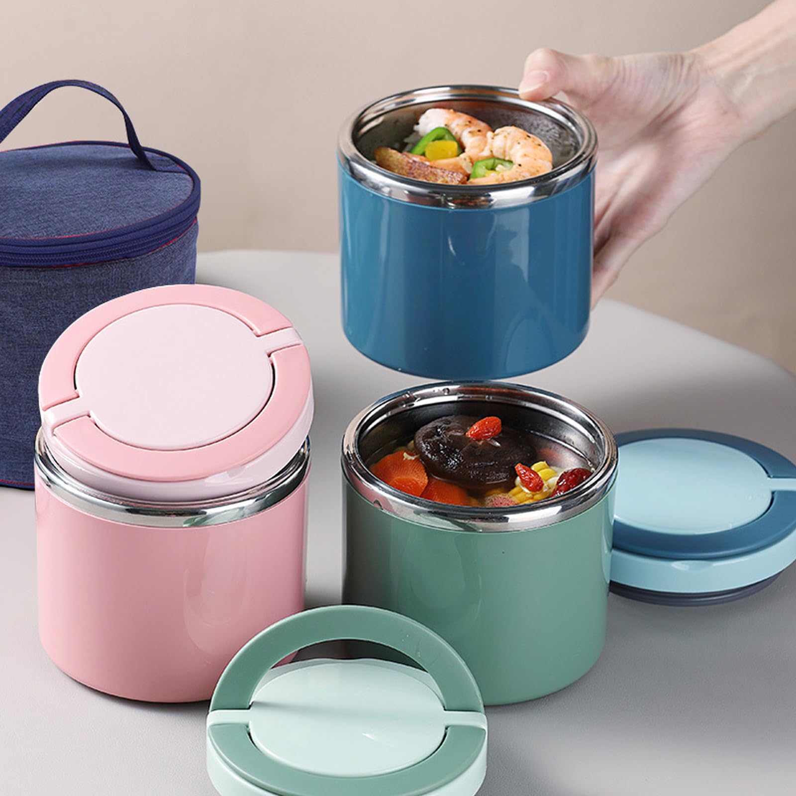 Contenitore Isolante per Alimenti Caldi 1L - Lunch Box Termica, Thermos per Pranzo in Acciaio Inossidabile
