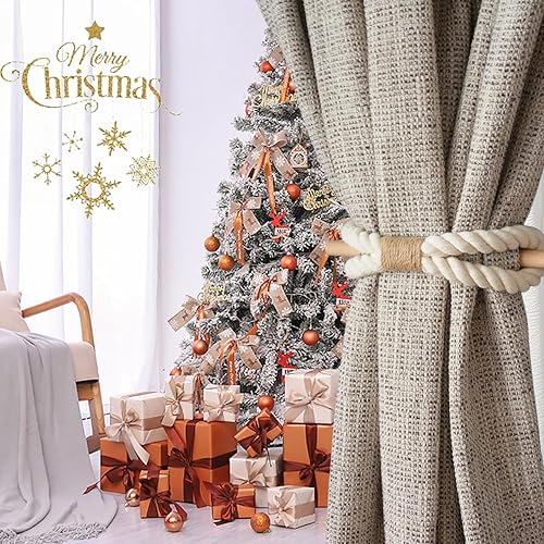 Miniatura 6 de HIASTRA Alzapaños de cortina bohemios, 4 piezas, soporte rústico para cortina, cuerda de yute de algodón natural con palo de madera, alzapaños de