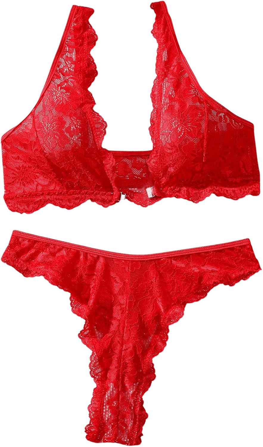 SOLY HUX Women's Lace Lingerie Set Front Closure Matching Bra and Panty Sets