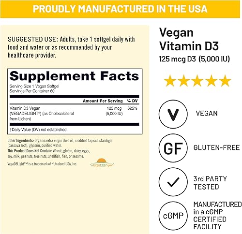 Miniatura 4 de NatureWise Vitamina D3 vegana 5000iu (125 mcg) D3 de liquen - Apoya el sistema inmunológico, muscular y la salud ósea, alta absorción con aceite de