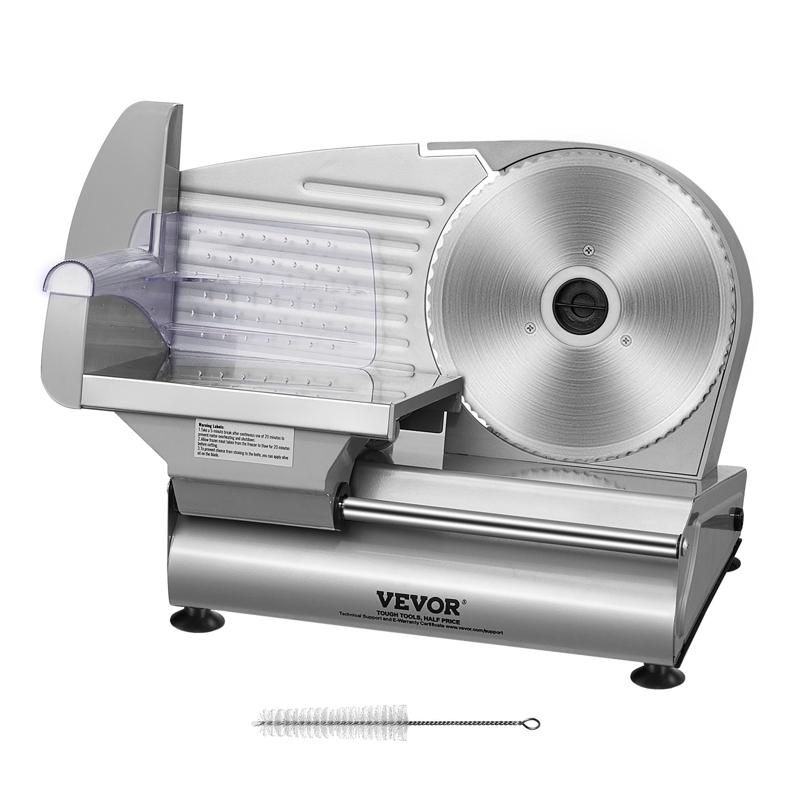 VEVOR Heimgebrauch Fleisch Allesschneider 180 W, 80–120 U/min Elektrische Aufschnittmaschine Lebensmittelschneider mit SUS420 Klingen, 0–15 mm Einstellbare Dicke für Fleisch, Käse usw.