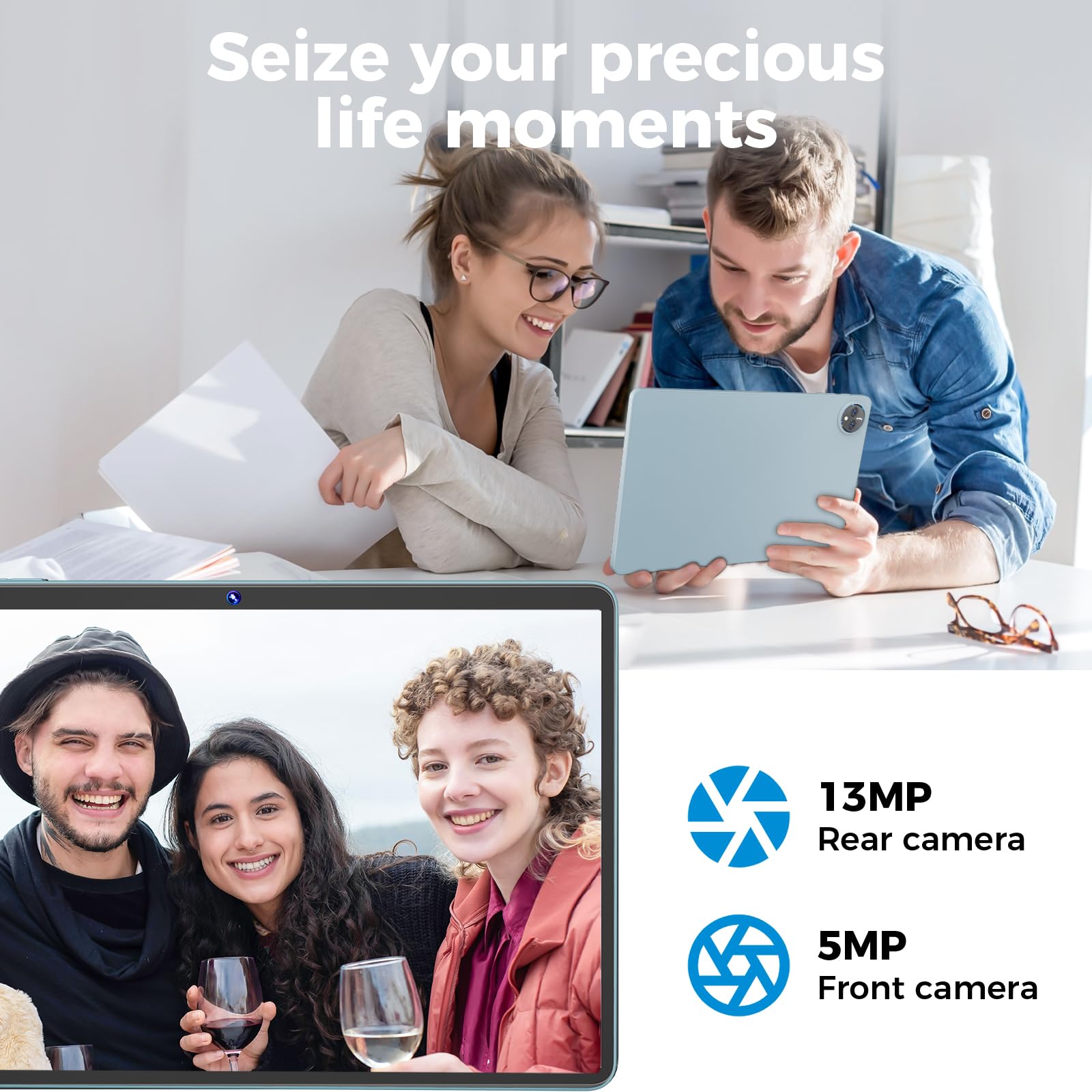 Android Tablet, 11 inch Android 15 Tablet with Keyboard, 24GB+128GB, 1TB Expand, 8000mAh, 5MP+13MP, 2.4G&5G WiFi, IPS Touch Screen, GMS Certified, 2 in 1 Tablets with Case, Mouse, Stylus(Black)