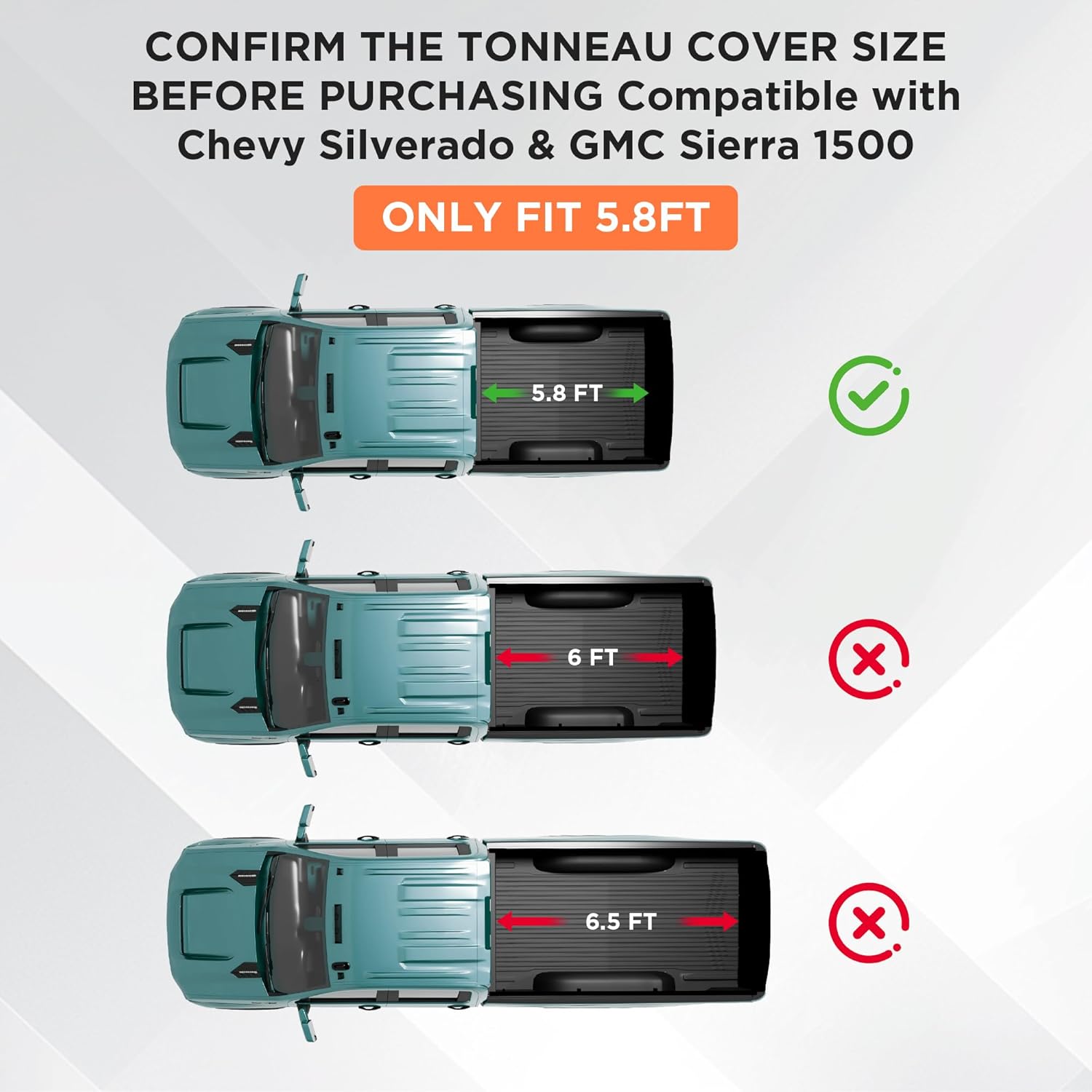Soft Roll Up Truck Bed Tonneau Cover Compatible with Chevy Silverado GMC Sierra 1500 New Body Style 2019-2026,Fits 5.8 ft Bed