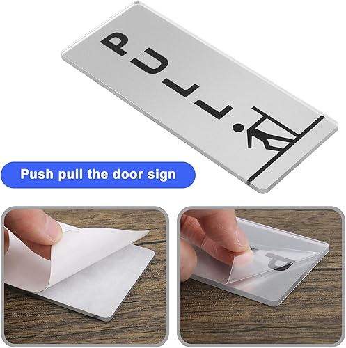 Miniatura 4 de 2 pares de letreros de puerta de acrílico para puerta, autoadhesivos, impermeables, estilo vertical para restaurante, bar, hotel, tienda de