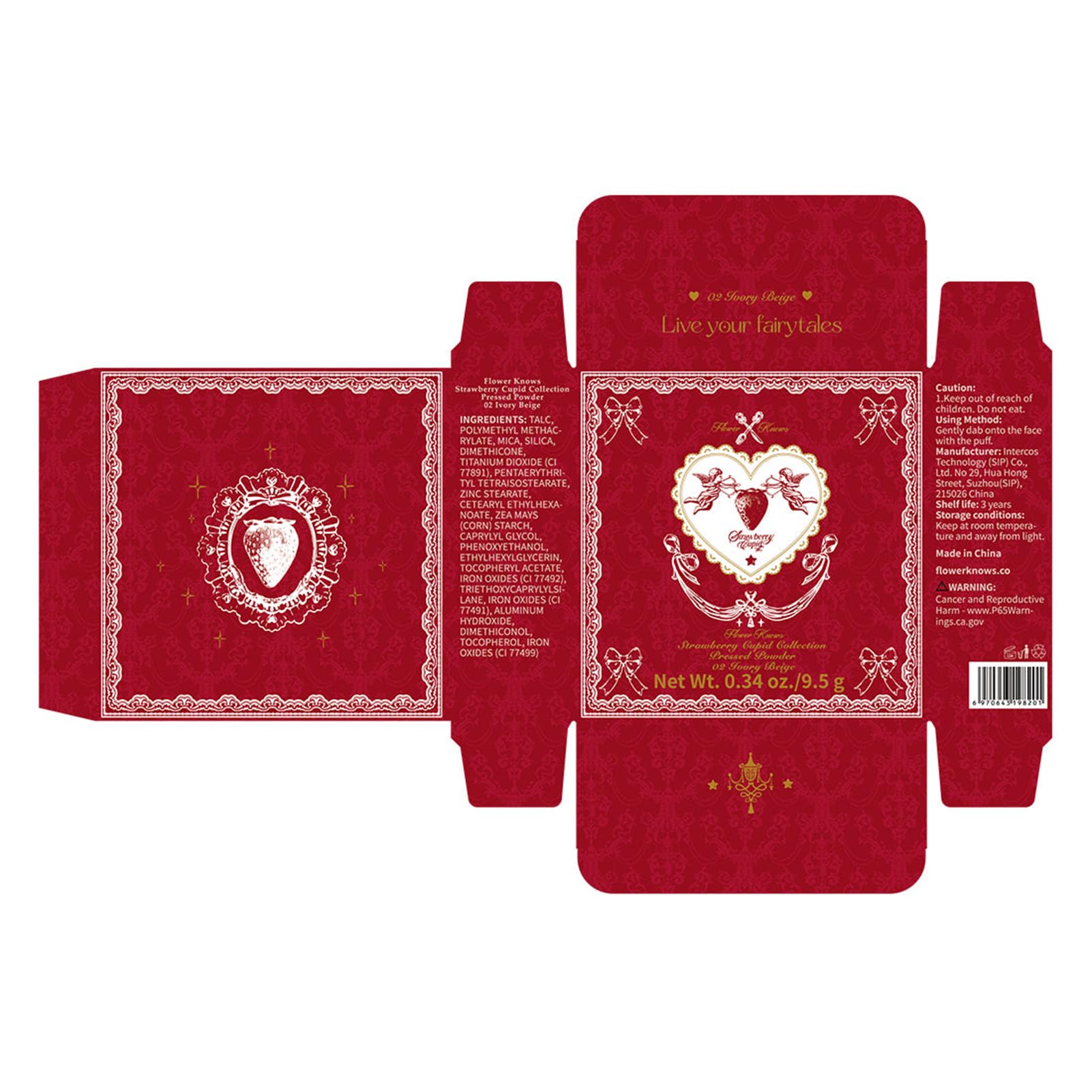 Strawberry Cupid Pressed Setting Powder with Mirror and Puff