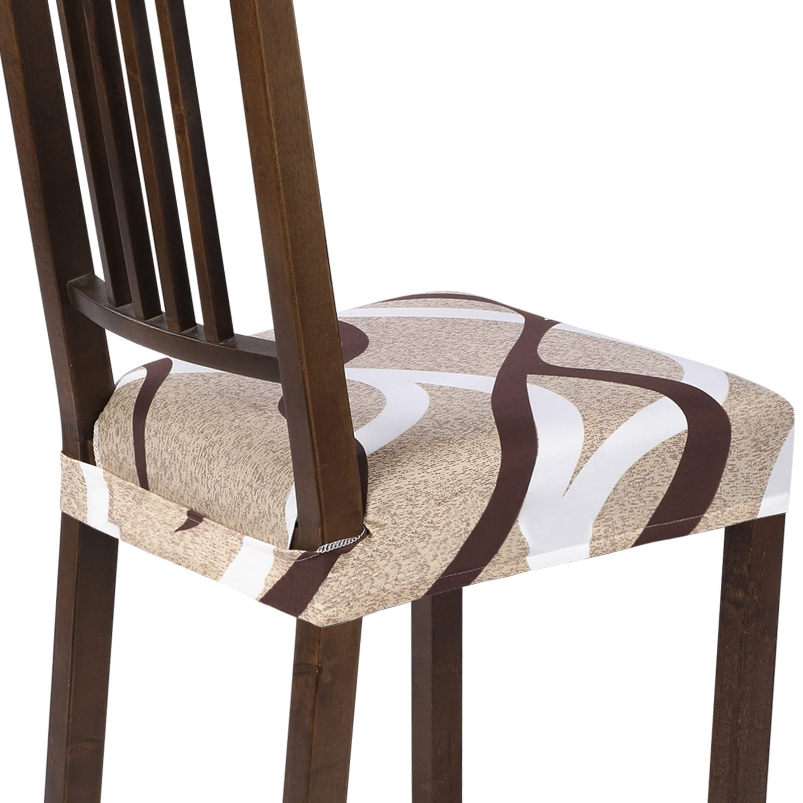 SearchI Dining Chair Seat Covers Set of 2, Rear Covered, Beige