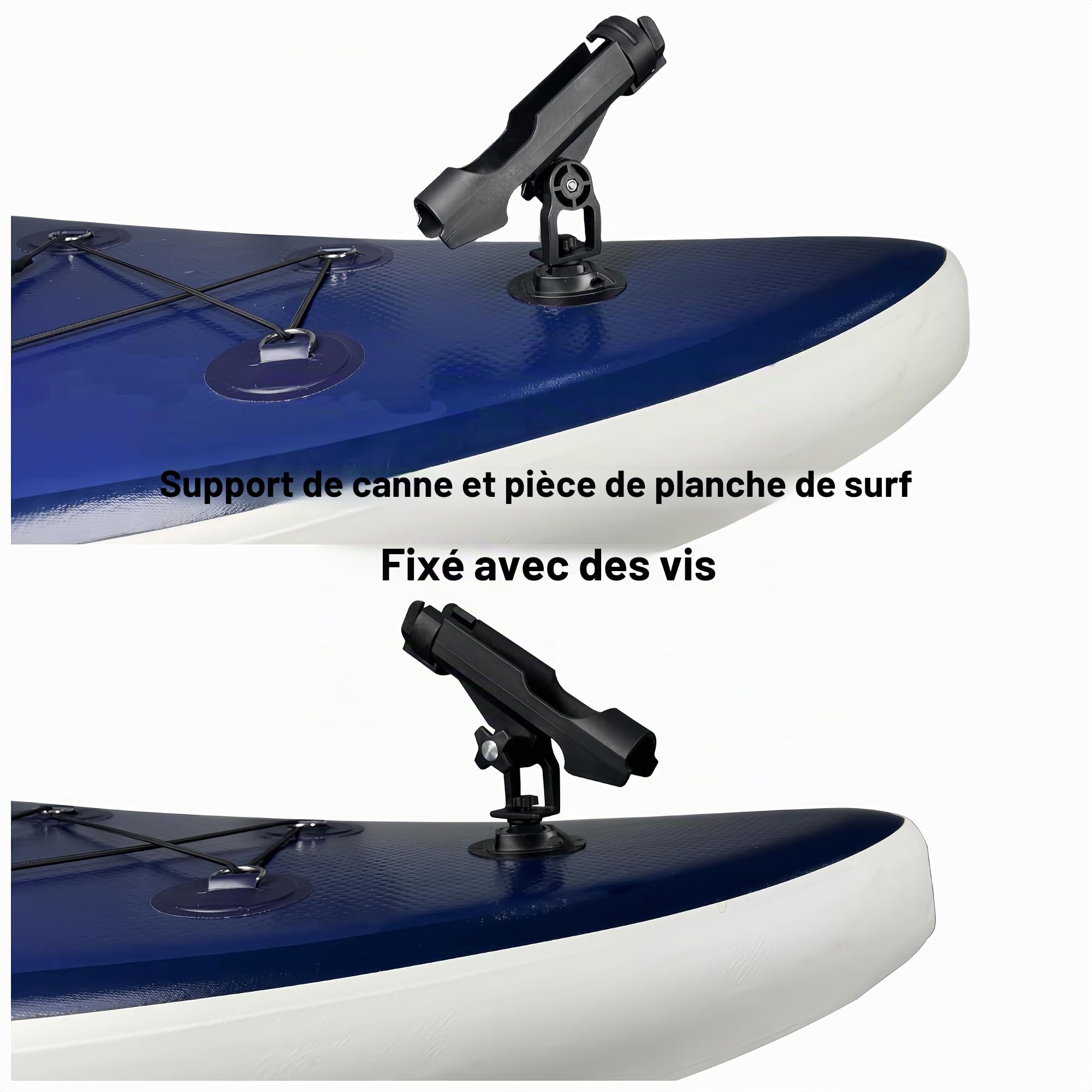 Support de Canne à pêche avec Grande Ouverture de Serrage réglable à 360 degrés
