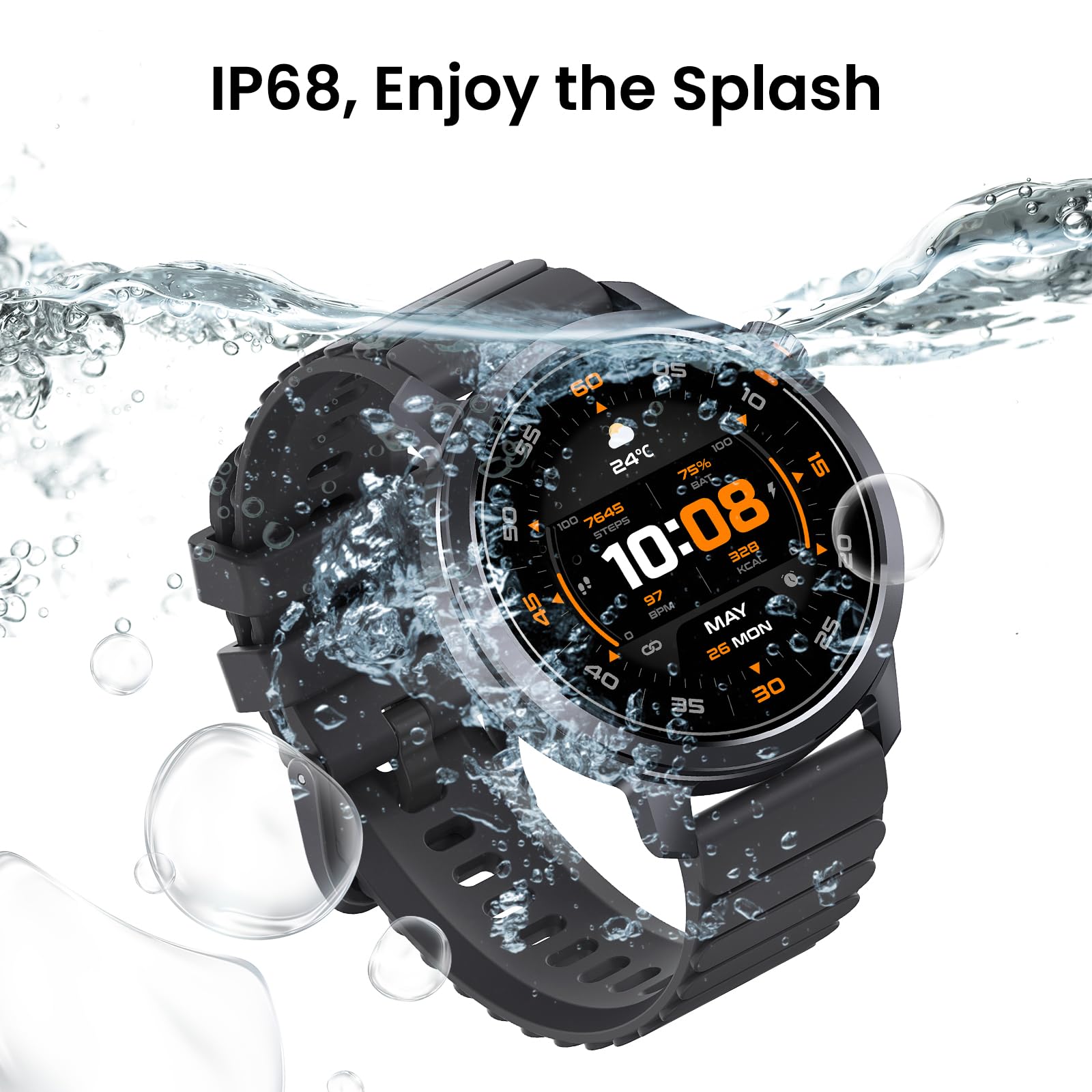 KOSPET Smartwatch z wyświetlaczem AMOLED o przekątnej 1,43" i połączeniami Bluetooth, czas pracy przez 18 dni, monitorem tętna, SpO2 i snu, 170+ trybów fitness, IP68, wodoodporny, kompatybilny z