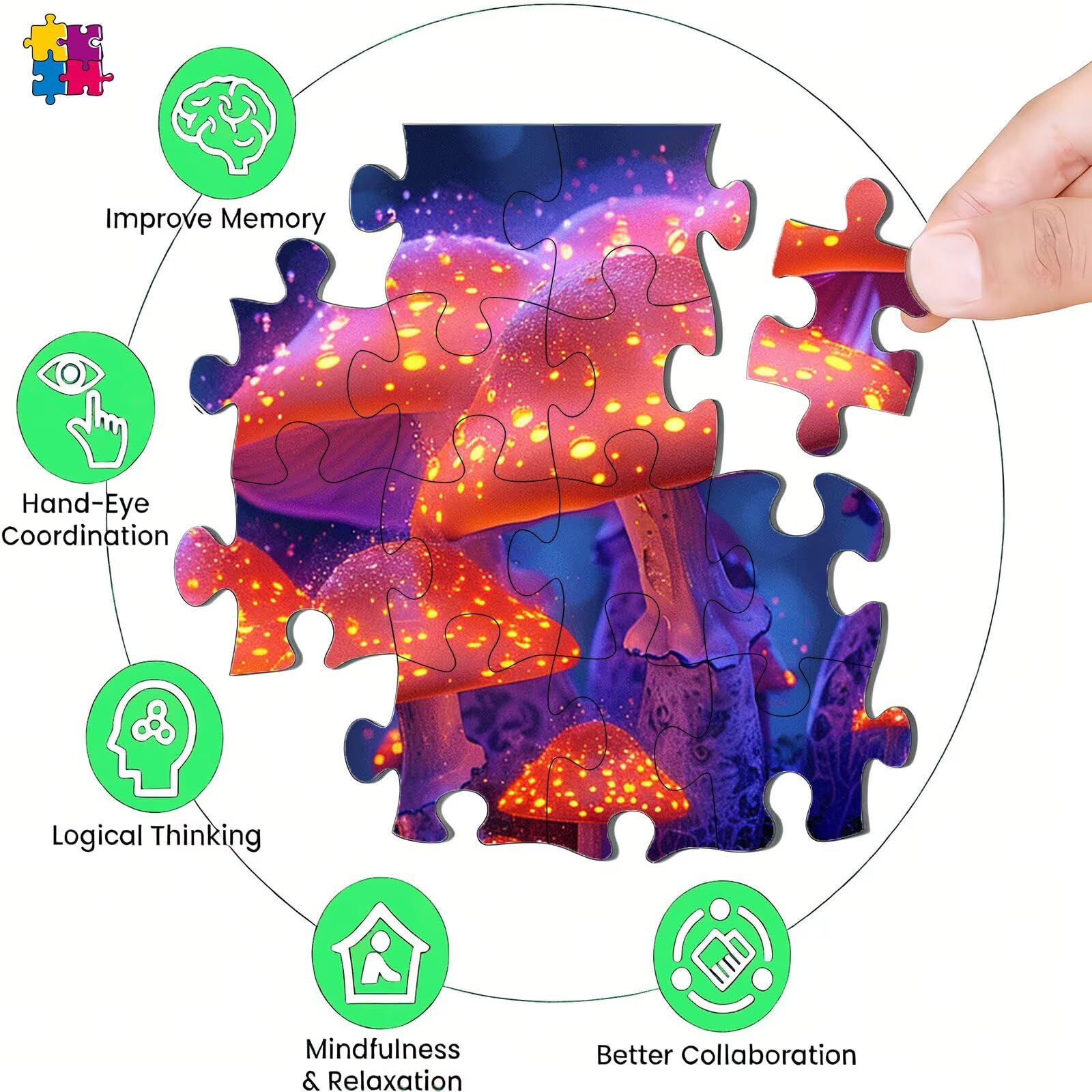 Puzzle 2000 sztuk, Dream Mushroom Puzzle 2000 elementów dla dorosłych i dzieci, Premium artystyczna łamigłówka, 99,5x70,5 cm Klasyczna gra Puzzle dla dorosłych, wystrój domu, prezent dla kobiety