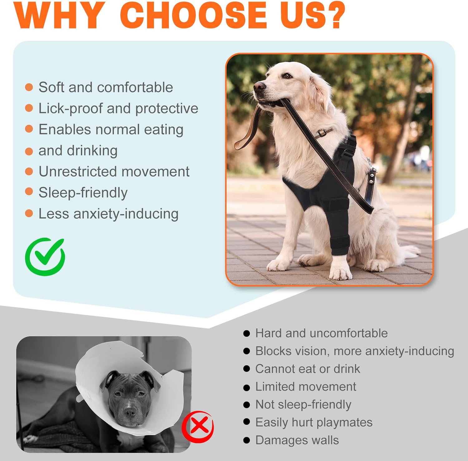 Dog Elbow Protector Brace Sleeve for Arthritis Pressure Sores Dysplasia Calluses– Breathable Adjustable Dog Front Leg Sleeve Anti-Licking for Post-Surgery Care Recovery(Right Leg, L) - Image 5