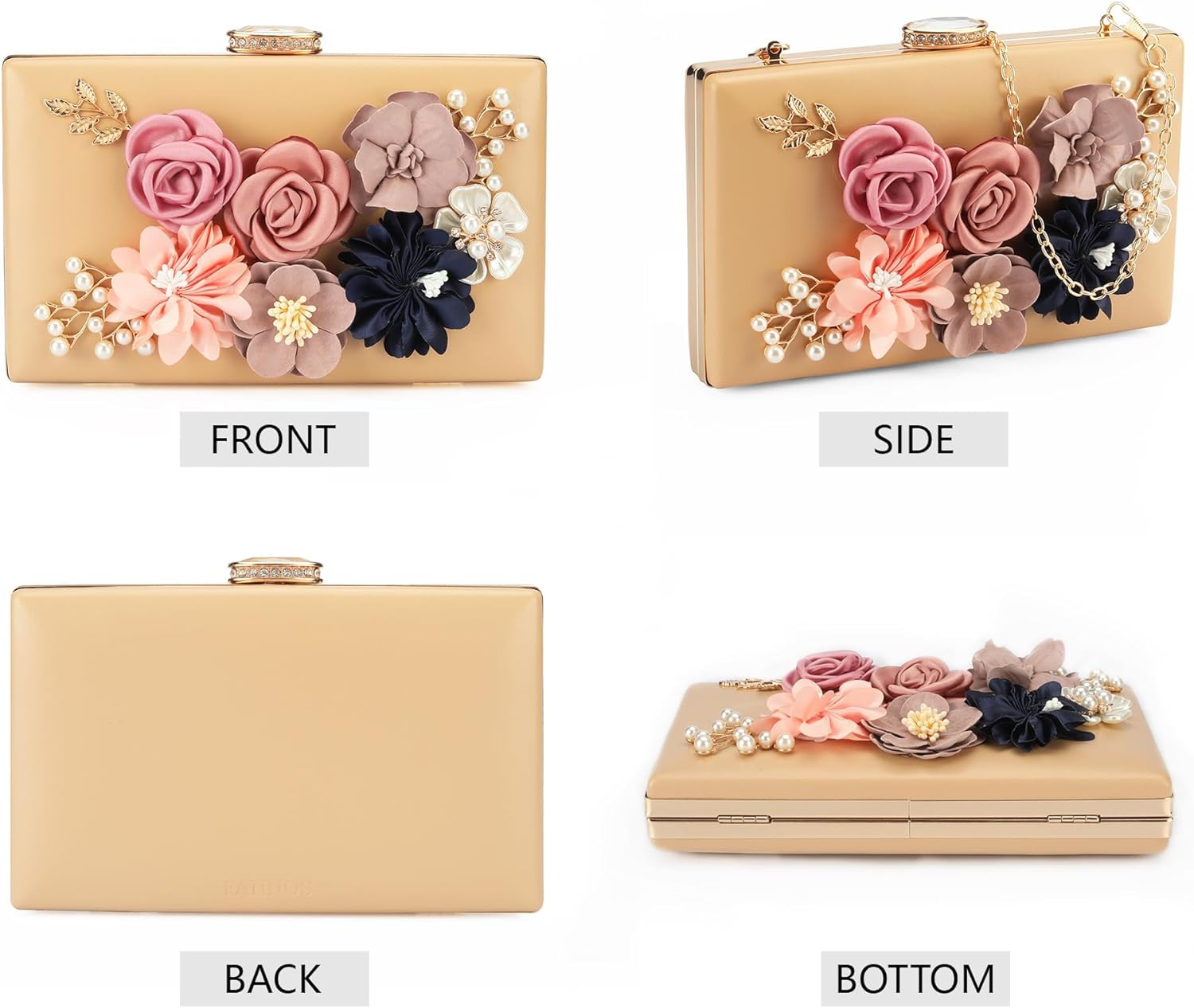 Clutch Purses for Women, Evening Clutch Clutch Purses for Women Formal, Banquet Bag with Floral Decoration, Gatherings - Image 4