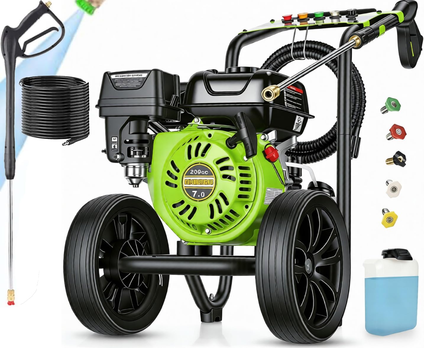 Gas Powered Pressure Washer 4200 PSI Gas Power Washer 4.0 GPM 209CC Commercial High Pressure Washer, with Spray Gun and Extension Wand, 5 Quick Connect Nozzles, Copper Pump,EPA/CARB/ETL (Black)