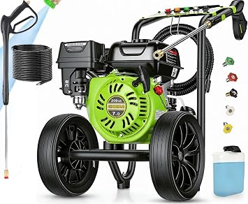 Gas Powered +P*ressure Washer 4200 PSI Gas +P*ower Washer 4.0 GPM 212CC Commercial High +P*ressure Washer Cleaner, with 25ft Hose, Spray Gun and Extension Wand, 5 Quick Connect Nozzles,Copper Pump