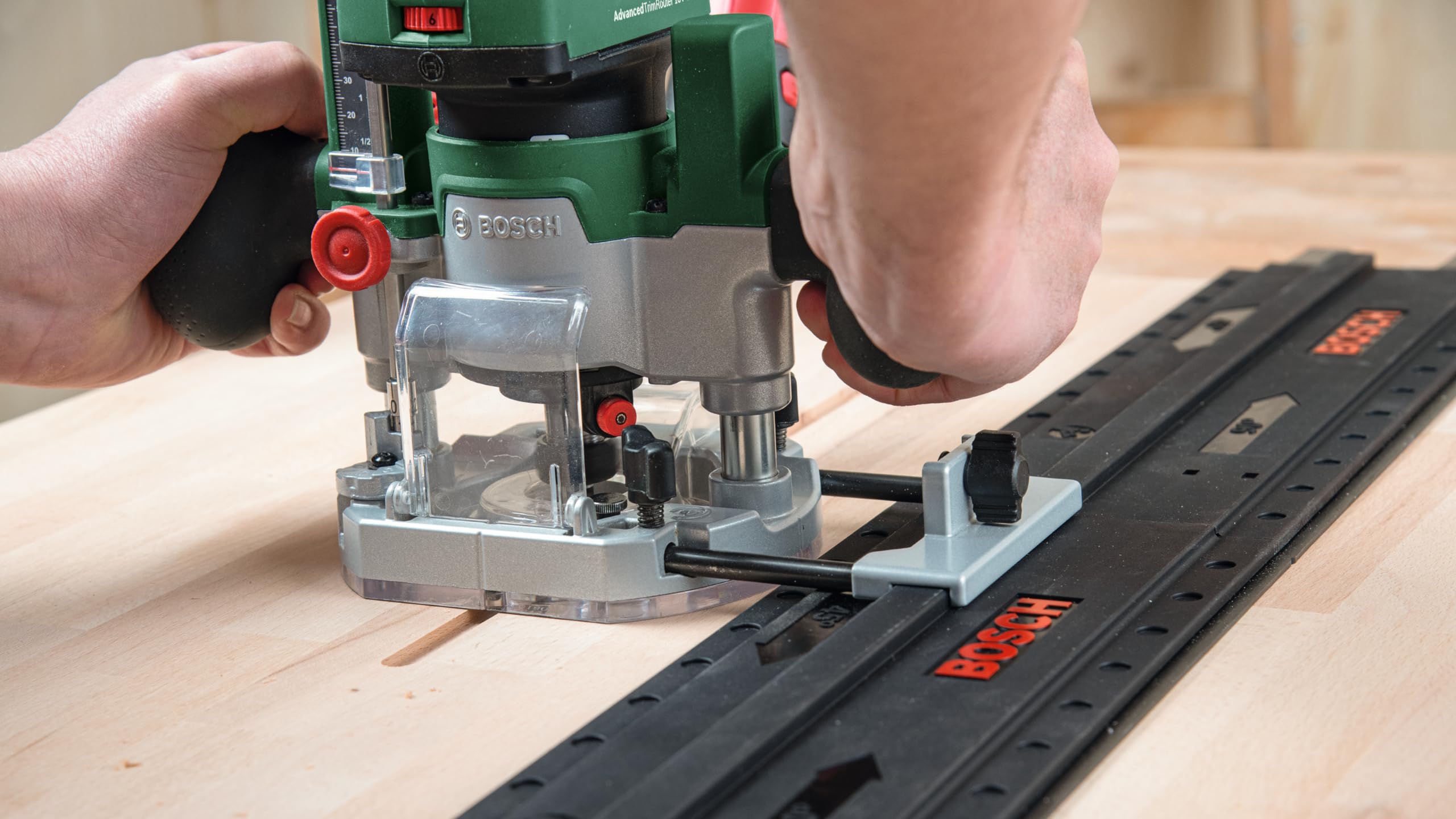 Bosch 1x guidage parallèle et adaptateurs de rail de guidage (pour AdvancedTrimRouter 18V-8, accessoire de fraise)