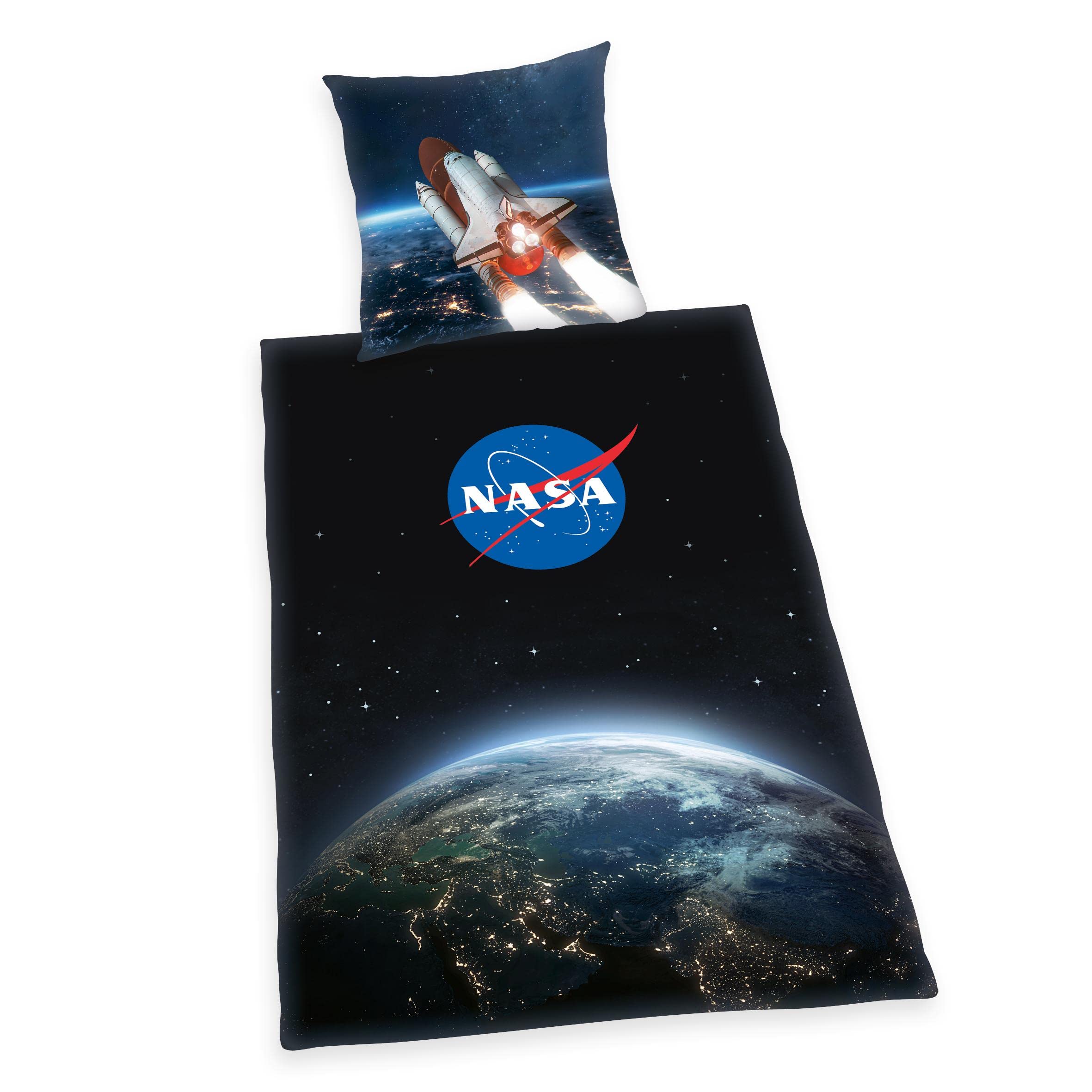 Herding Nasa Komplet Pościeli, Bawełna, Czarny, 70 x 90 cm, 140 x 200 cm