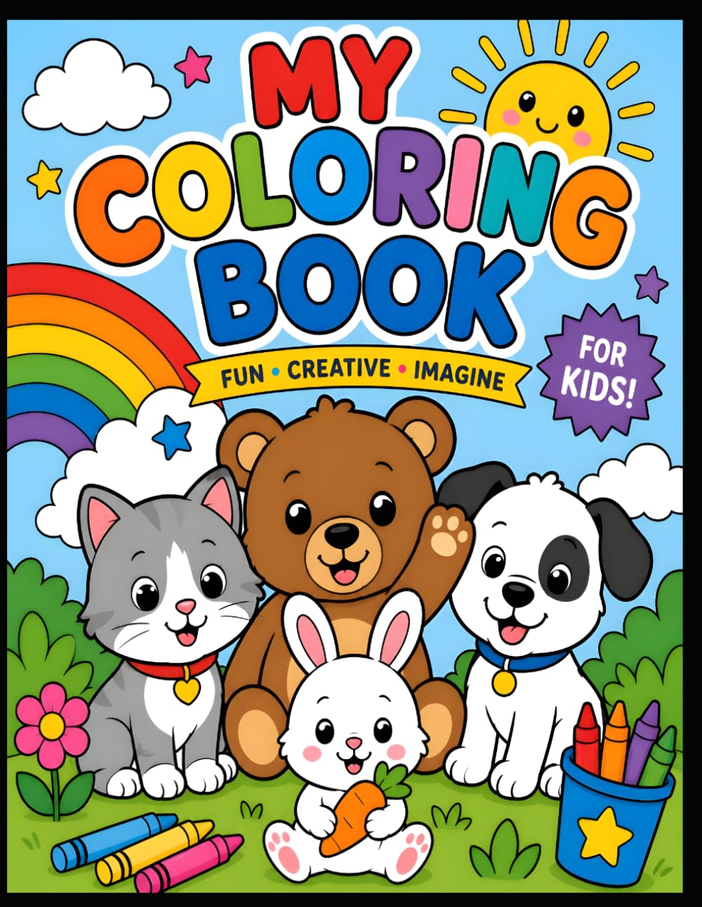 My First Animal Coloring Book: for Kids Ages 3-6: Fun and Easy Coloring Pages with Cute Farm, Zoo, and Wild Animals for Toddlers and Preschoolers