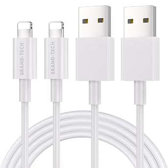 Brand-Tech 2Pack for iPhone Charger Cable, 2.4A USB Fast Charging Lead for iPhone 14 13 12 11 Pro Max XS XR X 8 7 6 Plus 5, 2 Pack 1M