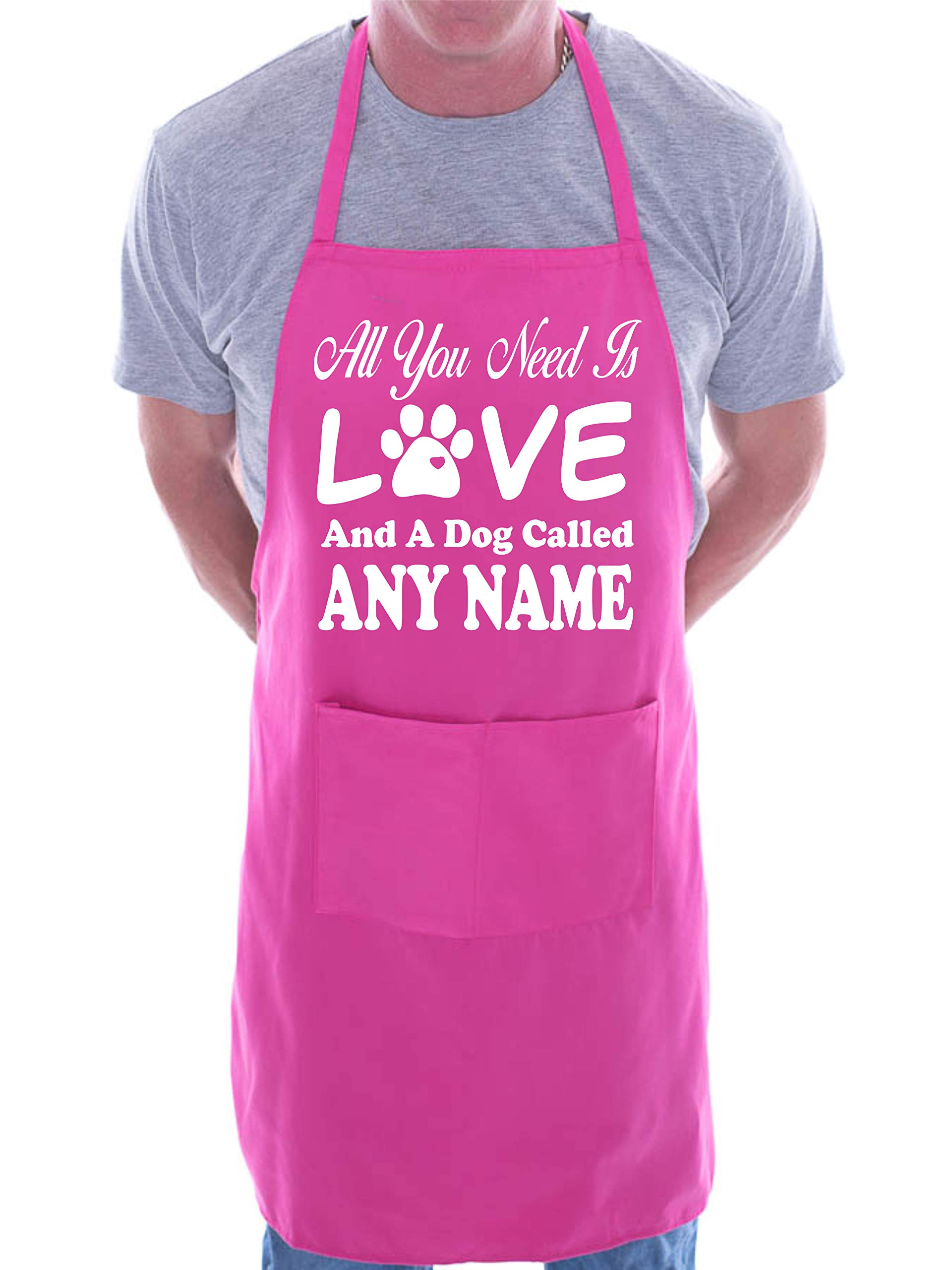 Print4U Love And Dog Called Any Name Personalised Apron Pink