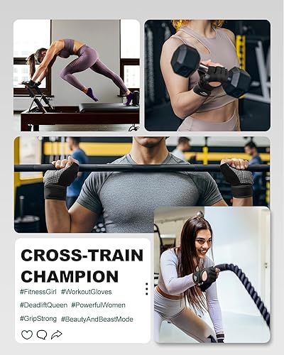 Miniatura 7 de Trideer Guantes de levantamiento de pesas para mujeres y hombres con soporte de muñeca, guantes de entrenamiento para mujer, protección completa de