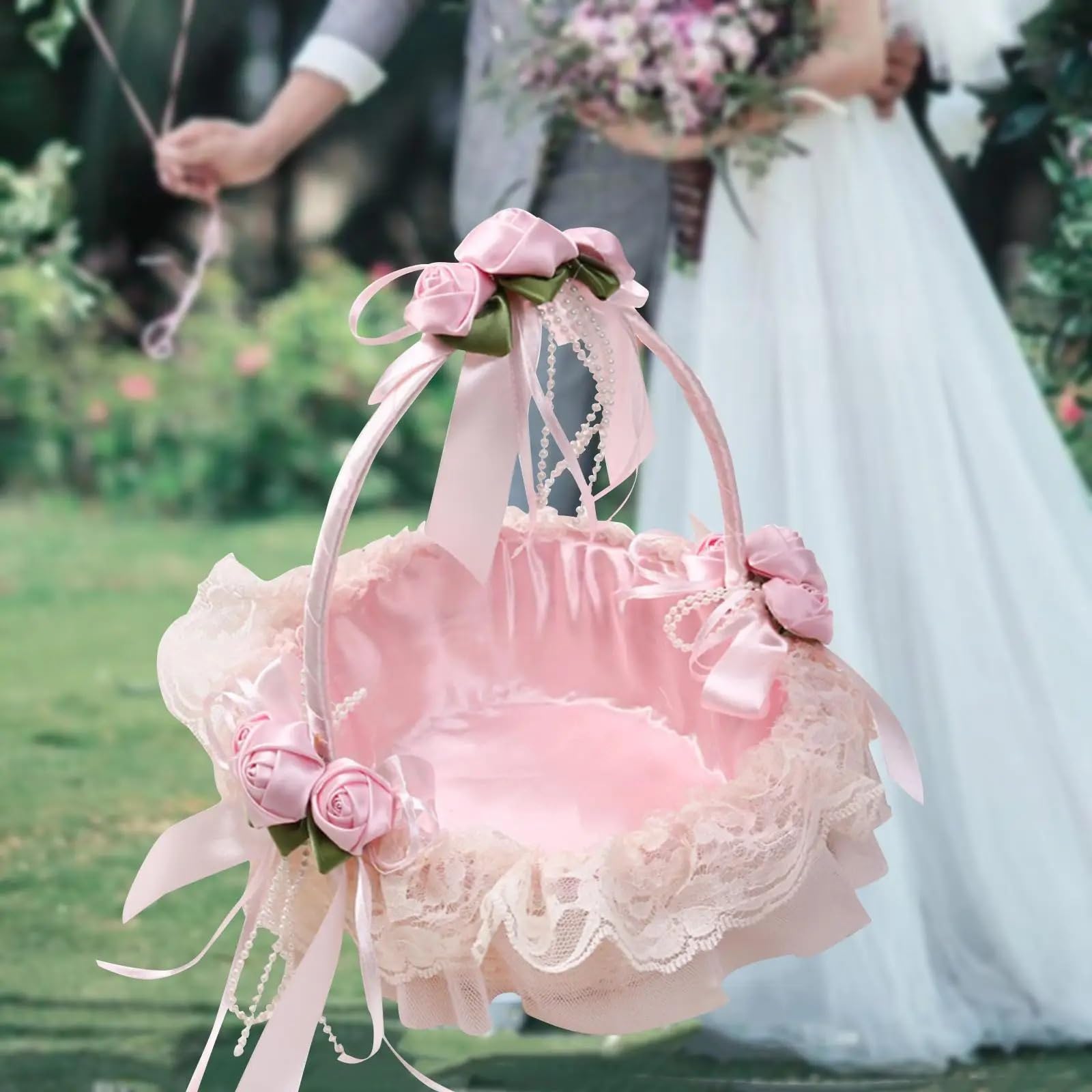Blumenkörbchen Hochzeit 2 Stück Hochzeits-Blumenkorb, Handkorb, Spitzenkörbe