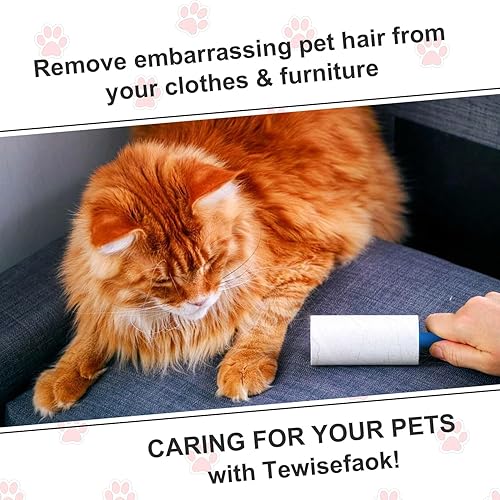 Miniatura 5 de Rodillos de pelusa para pelo de mascotas extra pegajosos, juego de 400 hojas de rodillo de pelusa con 2 asas mejoradas, rodillo de pelusa para