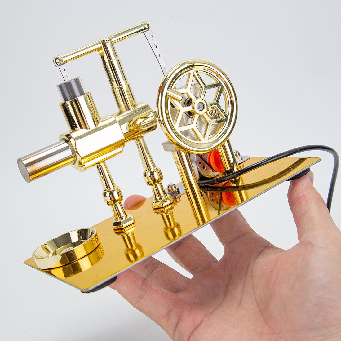 Joytopiaminds Heißluft-Stirlingmotor mit USB-Beleuchtung, Einzylinder-Modell eines Stirlingmotors mit Ausgleichsfunktion für Technikbegeisterte und Physik-Experimente