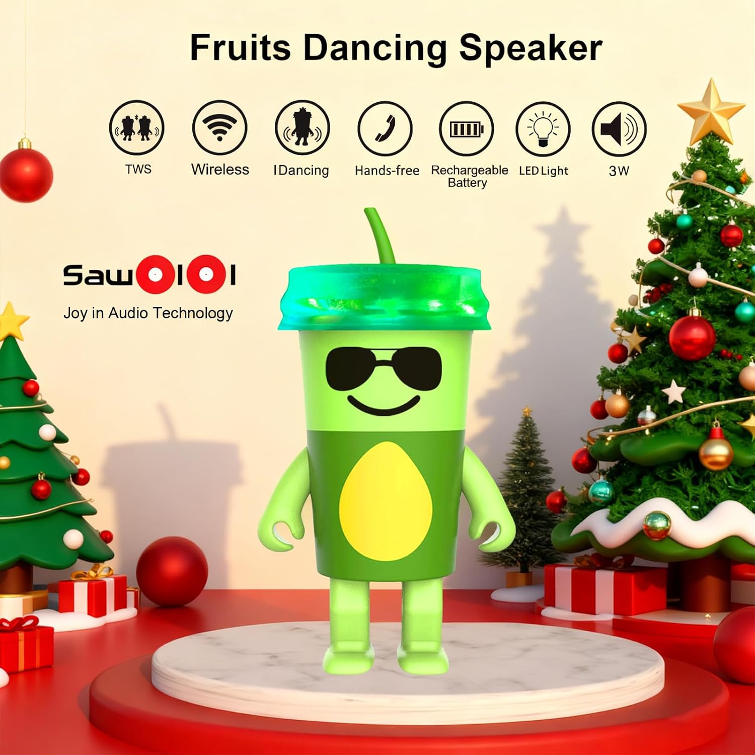 Bluetooth Wireless Kids Speakers: A Dancing Swing Music Player Mini Speaker with TWS Pairing and RGB Light for Teenage Boys Trendy Stuff for Cute Room Decor (Green)