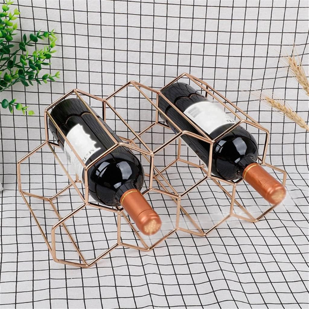 Metal Honeycomb Wine Rack Bottle Storage Desktop Hexagonal 9 Display