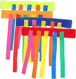 Toyvian 8 piezas y cinturones de entrenamiento accesorios de fiesta cumpleaños chica naranja juegos verdes para niños pequeños gancho actividad juguete cinta colorida cola