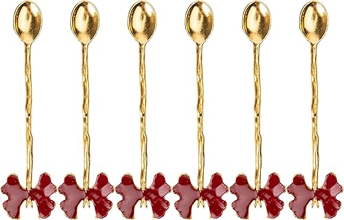 Miniatura 4 de Alisveristime Cucharas de té con motivo otomano tradicional, agitación decorativa, azúcar, cucharas de té (juego de 6) (mariposa-dorado-negro)