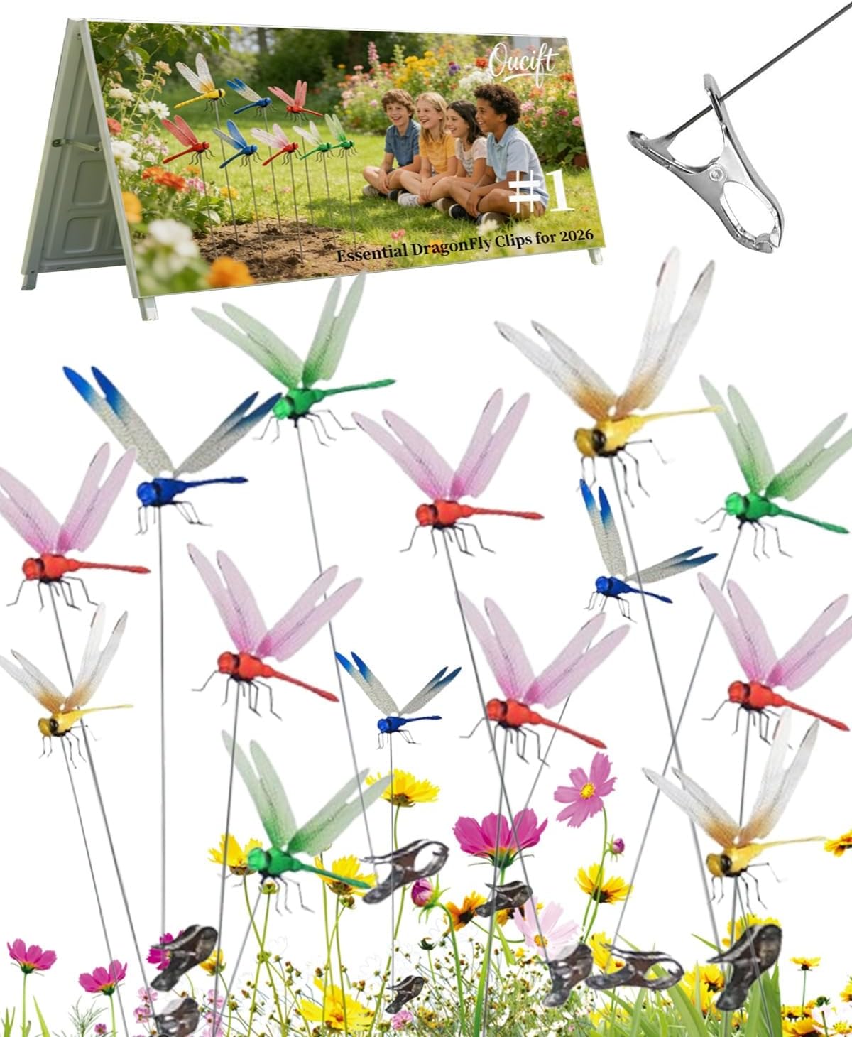 Dragonfly Clip Bug Repellent Outdoor Dragon Fly Clips for Bugs Repellent 3D Fake Hat Clip Dragonflies Garden Decor Artificial Fly Garden Stakes Waterproof Realistic Yard Ornaments Flies(36pcs)
