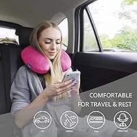 Vista 27 de Fabuday Memory Foam Neck Pillows for Travel - Airplane Pillows for Sleeping with Attachable Snap Strap Soft Washable Cover, Flight Pillow for Pink