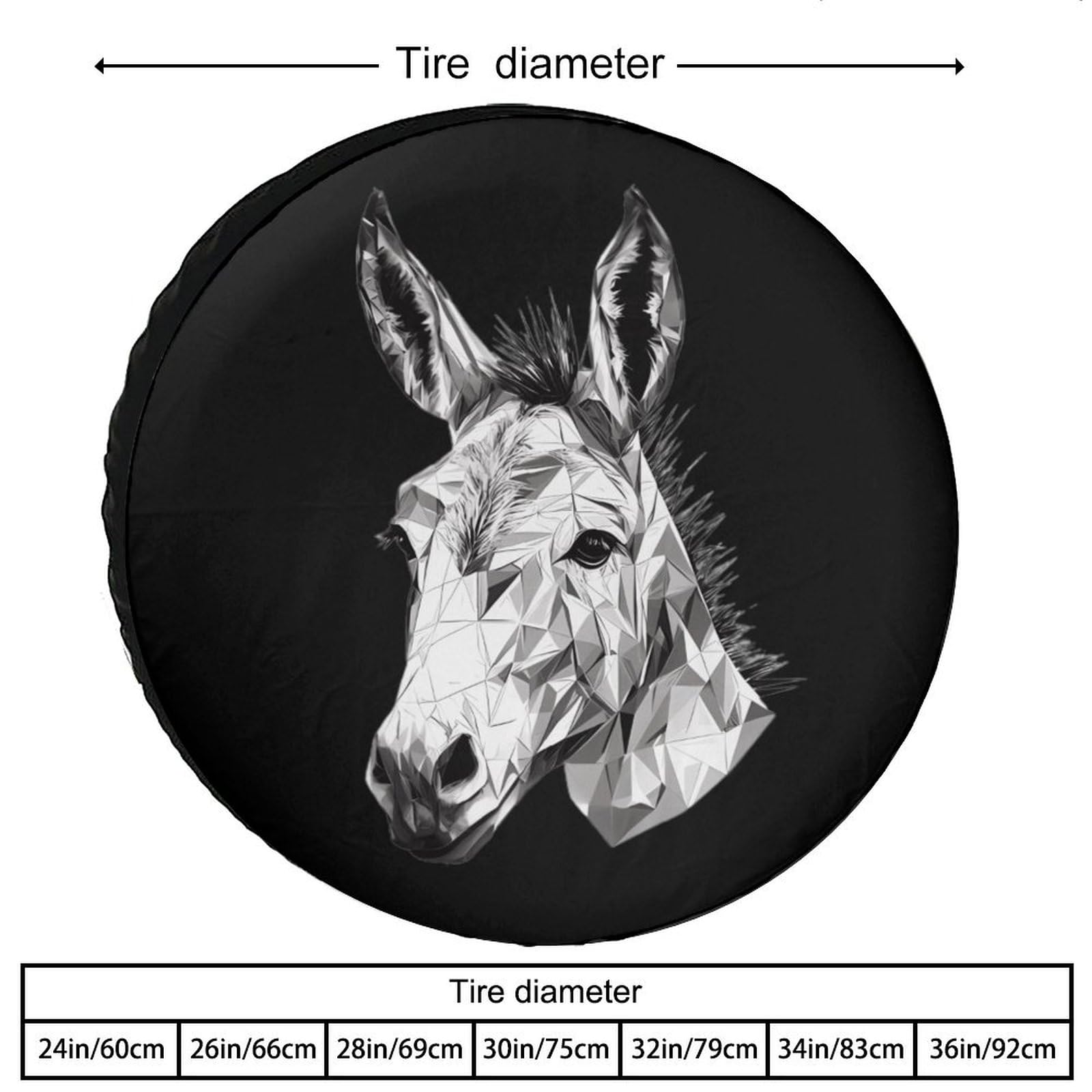 Donkey Drawing Head Spare Tire Cover Oxford Waterproof Wheel Protectors Universal Car Accessories 26inch
