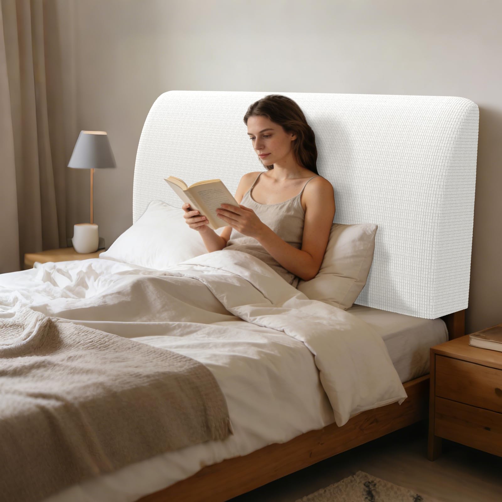 Fundas Cabeceros, Funda Cabecero Cama 120, Funda para Cabecero de Cama 120 Puede Prevenir el Desgaste y Las Manchas en Las Decoraciones del Dormitorio(Polar de Popcorn Blanco