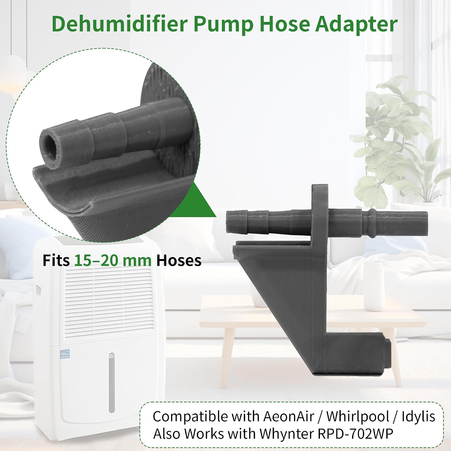 Upgraded Dehumidifier Drain Hose Adapter, Gray Connector for AeonAir Whirlpool Idylis Dehumidifiers, Secure Fit Drainage Pipe Replacement Compatible with VB015PF5.5-5000