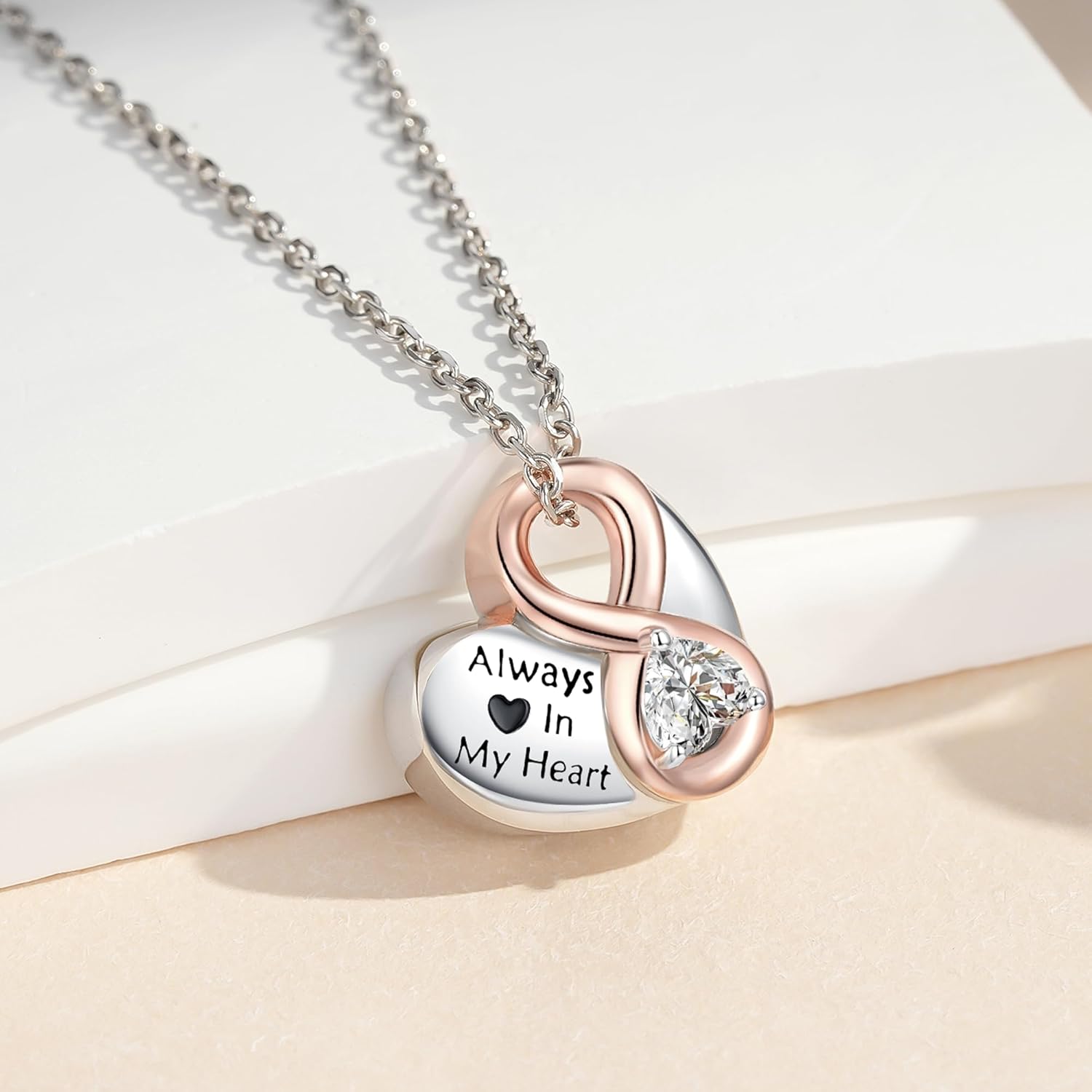 Urn Necklaces for Ashes 925 Sterling Silver Infinity Cremation Heart Necklace Memorial Keepsake Teardrop Eternity Memorial Pendant Jewelry for Women - Image 3