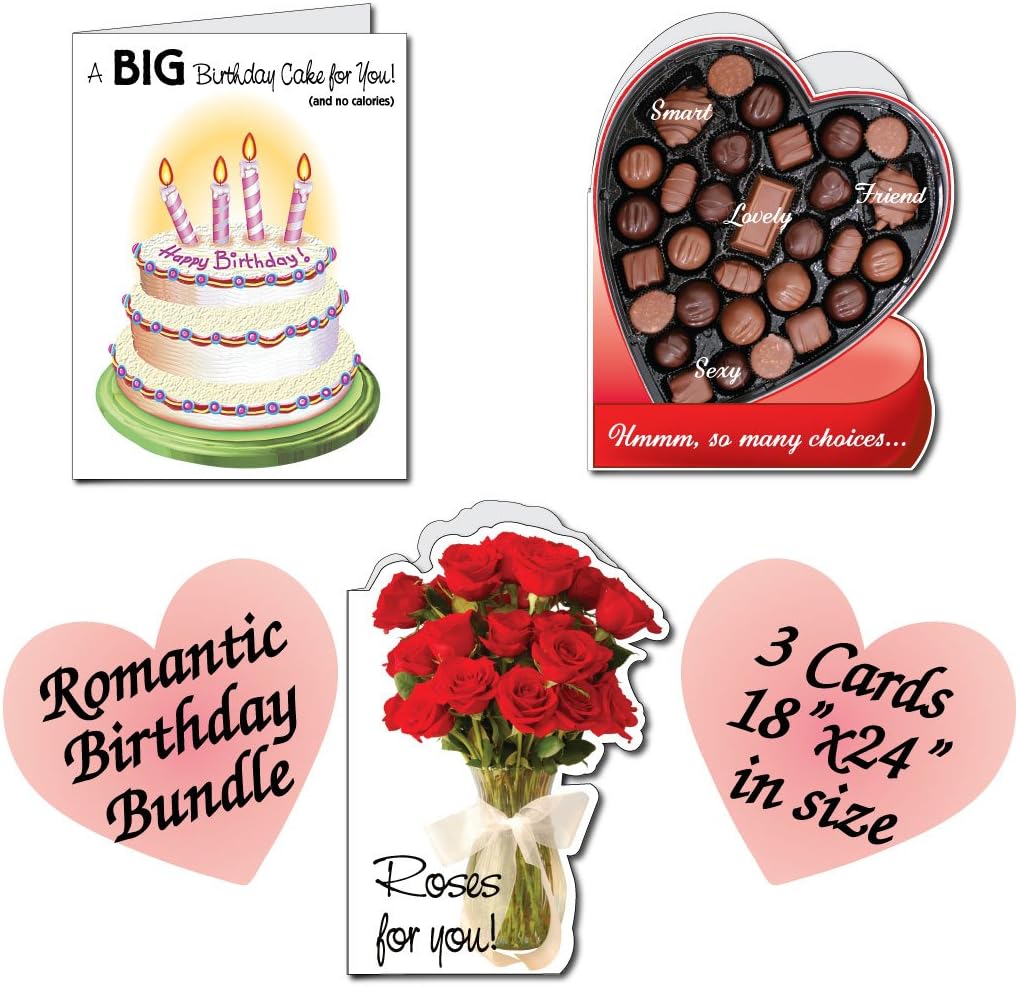 VictoryStore Jumbo Greeting Cards: Big Birthday Cards, Set of 6, 3 Designs, 2 of Each Design. 18 inches x 24 inches Cards with envelopes