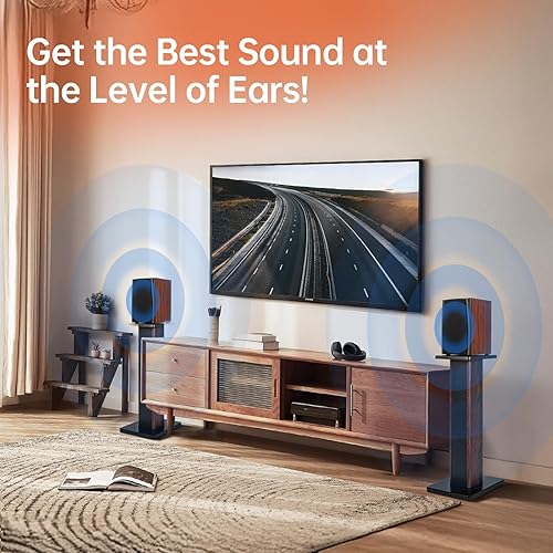 Miniatura 43 de 16 pulgadas (15.7 in) - Par de soportes de madera para altavoces de escritorio de alta fidelidad en casa y altavoces satelitales, experiencia