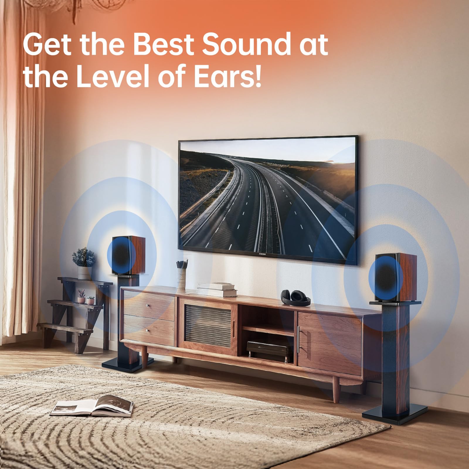 Coppia di supporti per altoparlanti in legno da 70 cm, per home cinema, HiFi, altoparlanti da tavolo e satellitari, esperienza di ascolto audio migliorata per home theater