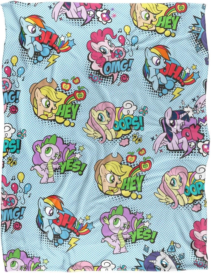 My Little Pony Blanket, 60"x80" MLP Pop Art Pattern Silky Touch Super Soft Throw Blanket