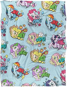 My Little Pony Blanket, 60x80 MLP Pop Art Pattern Silky Touch Super Soft Throw Blanket