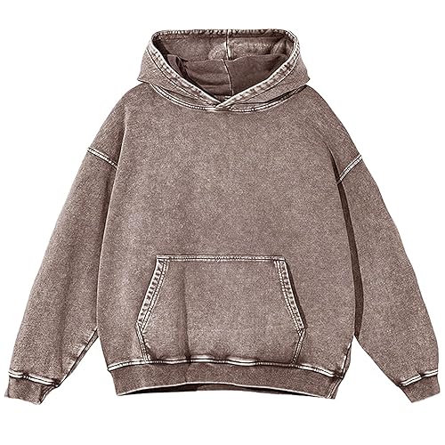 Mens Oversized Hoodie Acid Wash Hoodies Women Vintage Sweatshirt Heavyweight