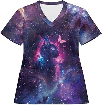 Womens Scrubs Tops Stretchy Scrub Top for Women Plus Size Medical Scrub Shirts Short Sleeve Nurse Uniform